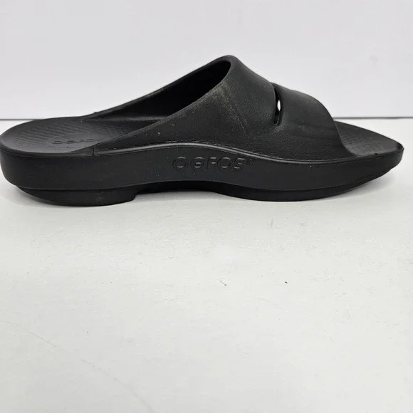 OOFOS Slip On Black Sandals Unisex M9-W11 Heel To Toe 11.5" - Picture 7 of 12